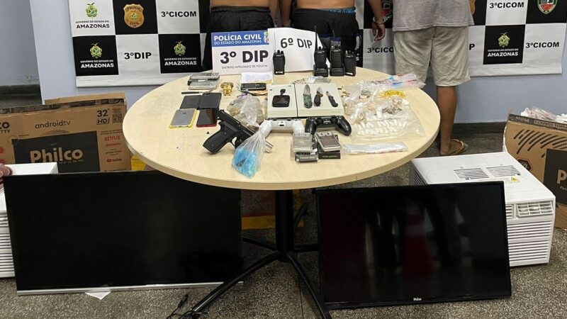 ‘Coração’, ‘Pedrinho’ e ‘Caponga’ são presos por receptação e tráfico de drogas em Manaus