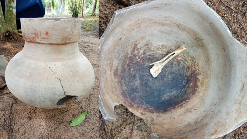 Urna funerária com restos mortais é encontrada no interior do AM