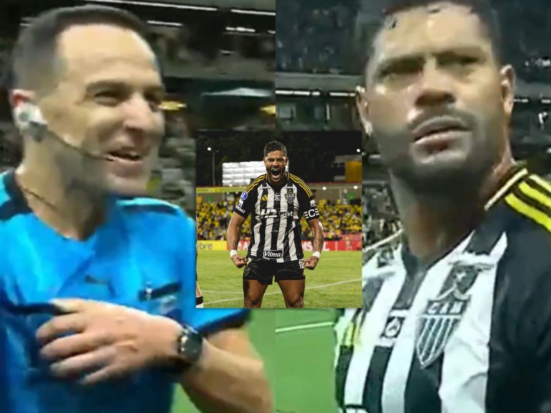 Árbitro dá cartão para Hulk dando risada e atacante não entende