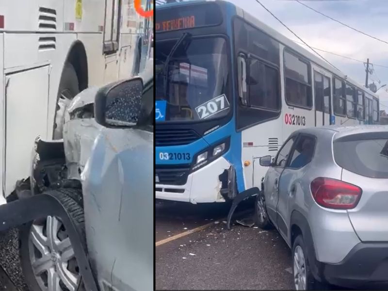 Carro colide com ônibus no bairro Redenção