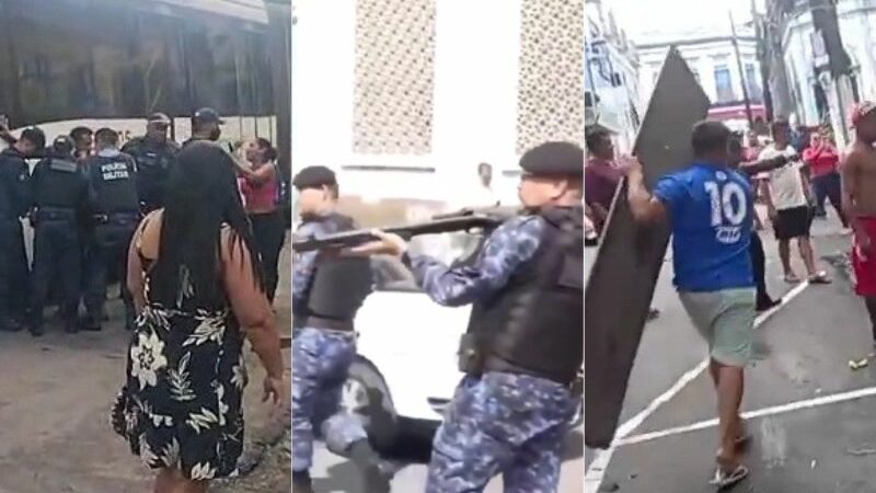 Novos vídeos flagram Guarda Municipal enforcando mulher e apontando arma para idoso no Centro