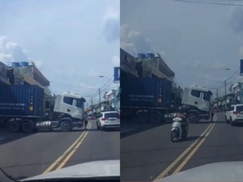 Carretas ignoram lei do trânsito e param no meio da rua em Manaus