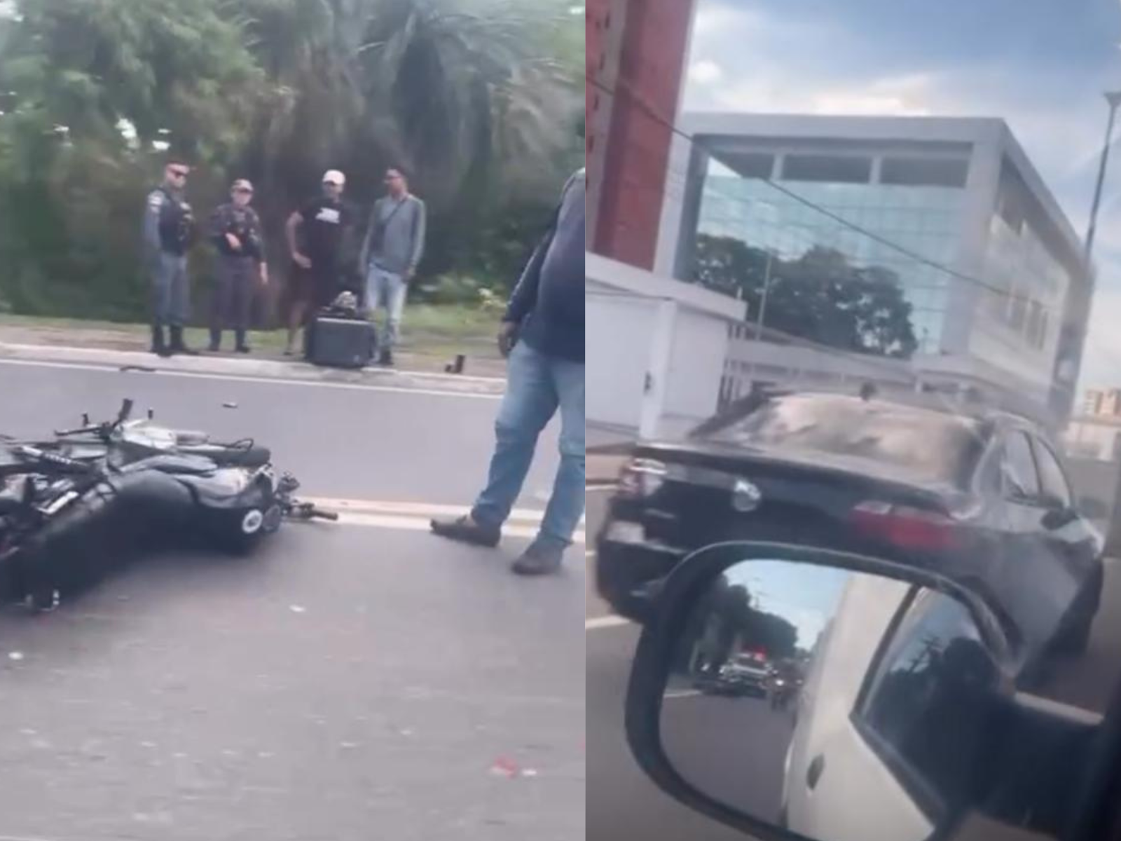 Motociclista colide com carro e trânsito é comprometido na Avenida Humberto Calderaro