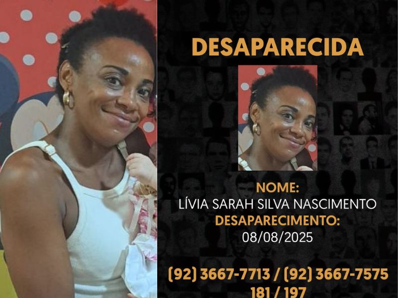 Mulher desaparecida está sendo procurada em Manaus