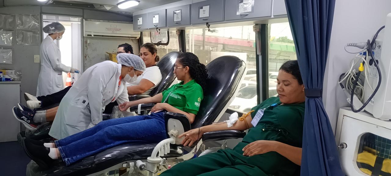 Mobilização do HPS Platão Araújo e FHemoam coleta 39 bolsas de sangue em quatro horas
