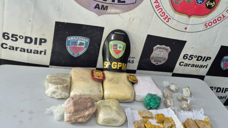 Operação Natal Mais Seguro: PC-AM e PMAM prendem dupla com mais de cinco quilos de maconha tipo skunk e oxi em Carauari