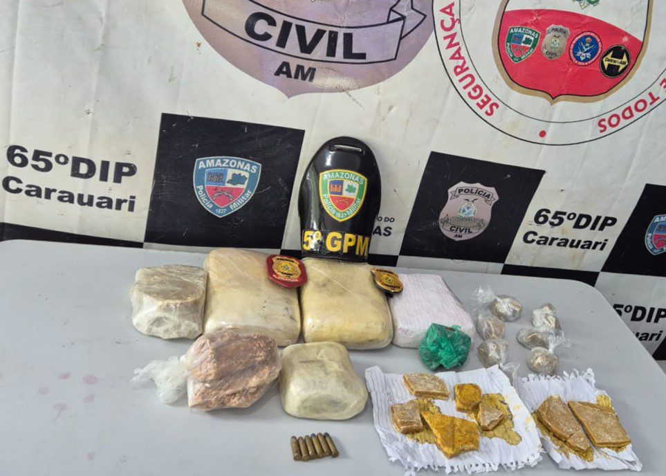 Operação Natal Mais Seguro: PC-AM e PMAM prendem dupla com mais de cinco quilos de maconha tipo skunk e oxi em Carauari