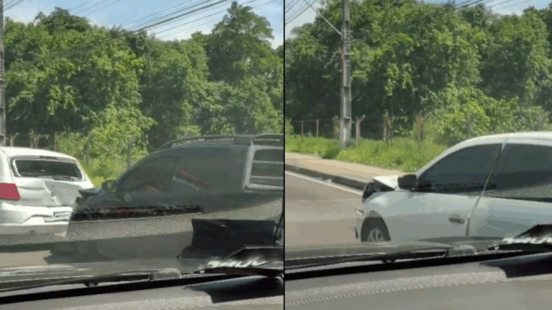 Colisão entre dois carros é registrado a Avenida das Torres, em Manaus