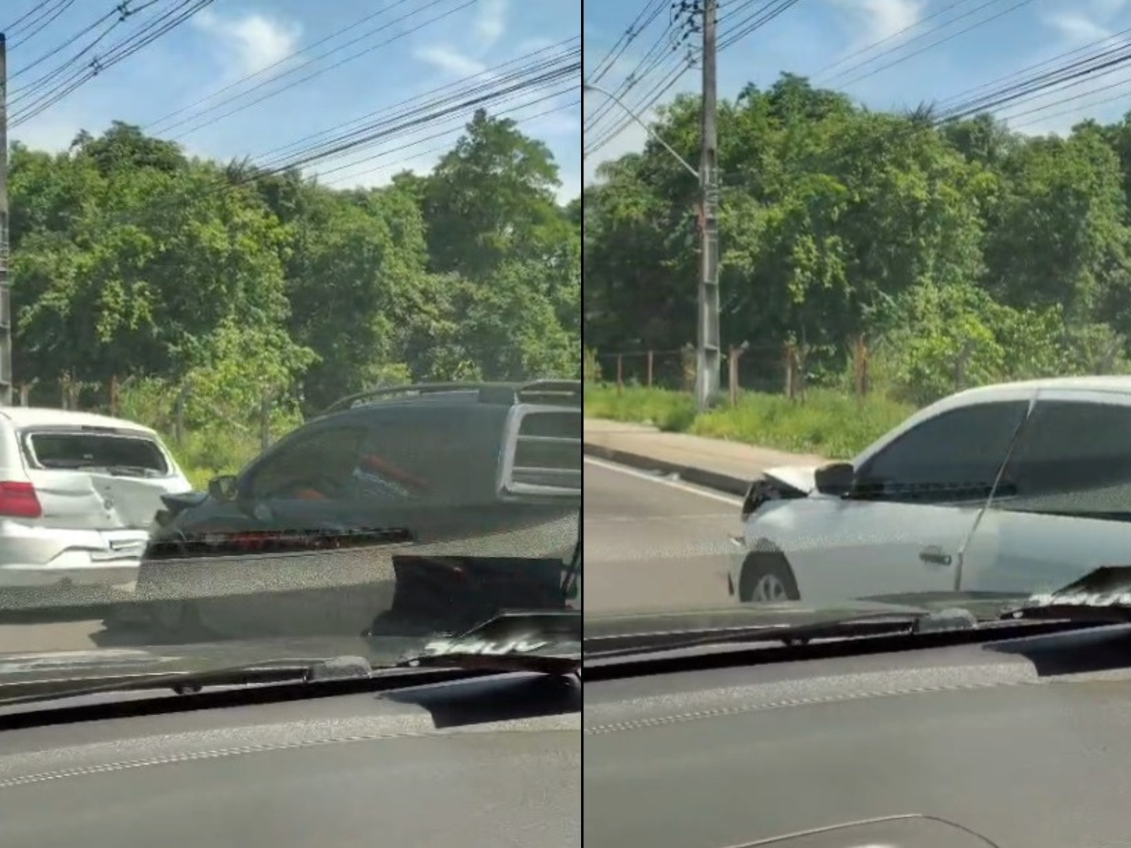 Colisão entre dois carros é registrado a Avenida das Torres, em Manaus
