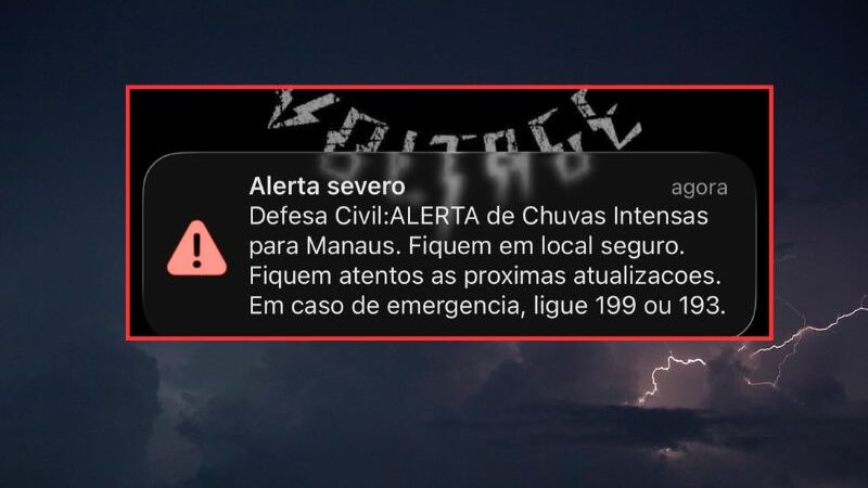 Defesa Civil emite alerta para chuva intensa em Manaus neste domingo