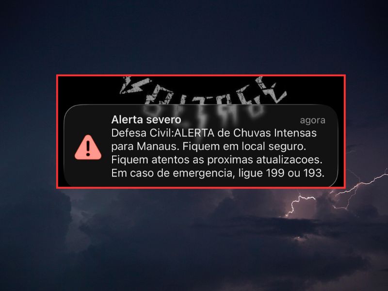 Defesa Civil emite alerta para chuva intensa em Manaus neste domingo