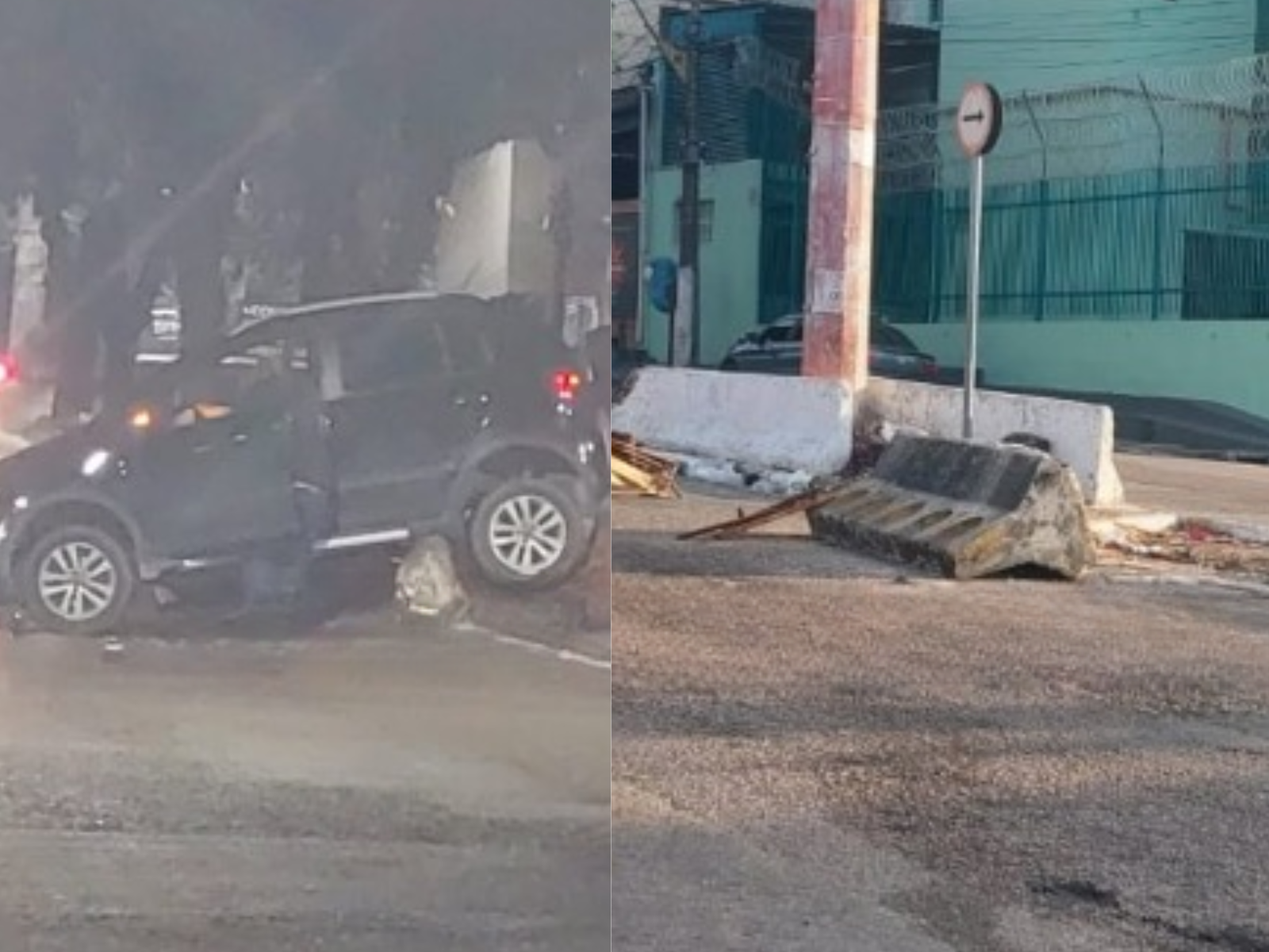 Carro colide com estrutura na avenida Codajás, em Manaus