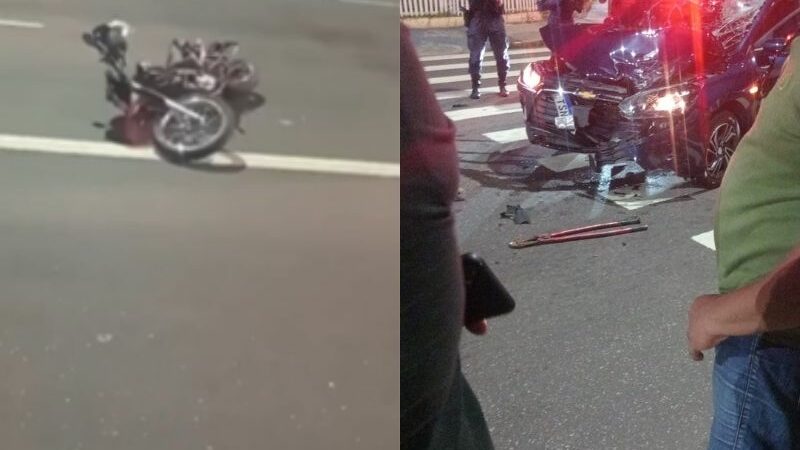 Colisão entre carro e motocicleta deixa uma mulher morta em Manaus
