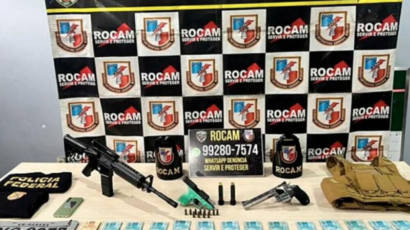 Homem é preso com R$ 28 mil, armas e farda falsa após tentativa de fuga em Manaus