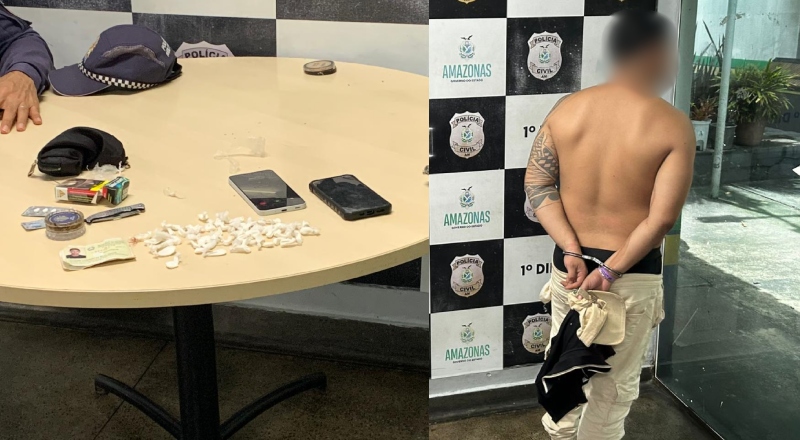 Homem é preso por tráfico de drogas na Rua Lobo D’Almada no Centro de Manaus