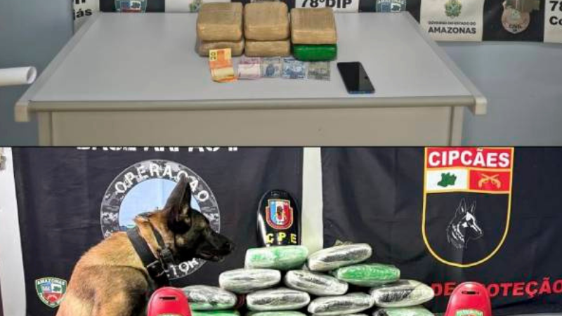 Polícia apreende 29 quilos de drogas durante operação em rios do Amazonas; Suspeito é preso