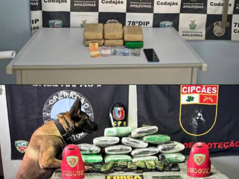 Polícia apreende 29 quilos de drogas durante operação em rios do Amazonas; Suspeito é preso