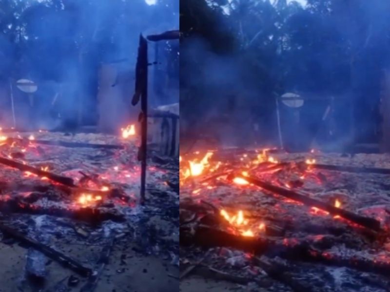 Raio atinge residência e provoca incêndio que destrói casa no interior do AM