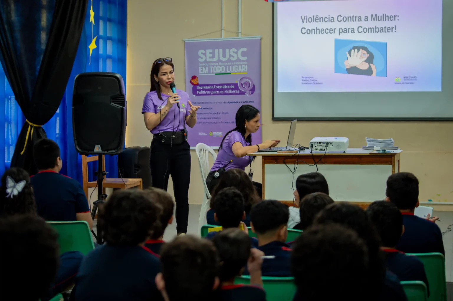 Sejusc realiza ação itinerante de conscientização em escola estadual de Manaus