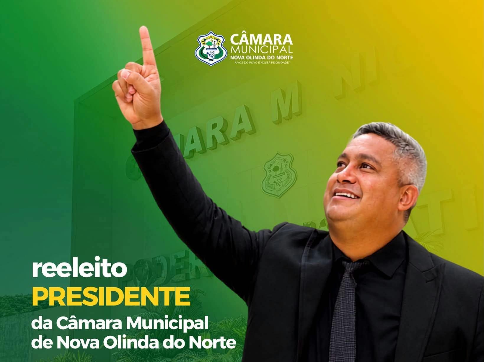 Pedro Filemon é reeleito presidente da Câmara de Nova Olinda do Norte para o biênio 2027-2028