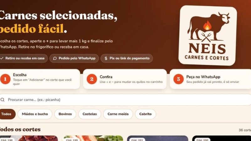Neis Carnes e Cortes lança loja online em Capinzal: peça pelo WhatsApp, retire no frigorífico ou receba em casa