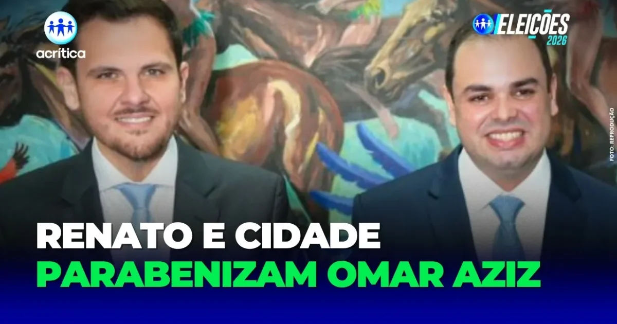 Governador Roberto Cidade e prefeito Renato Junior cumprimentam Omar Aziz pela vitória
